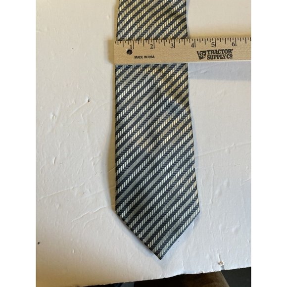 Ermenegildo Zegna Silk Silver Blue Tie 58” X 3 & 6/8 Striped - Picture 14 of 15